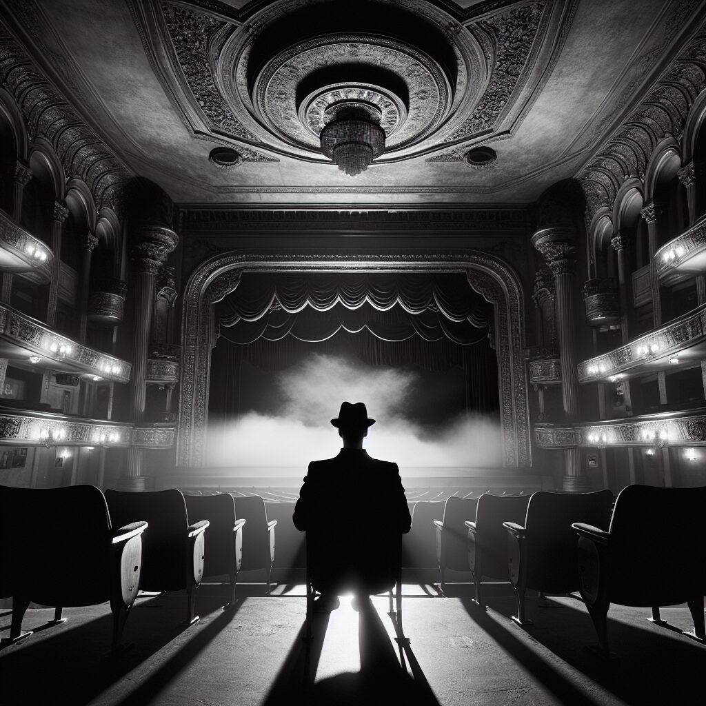 Silhouette of a man on stage